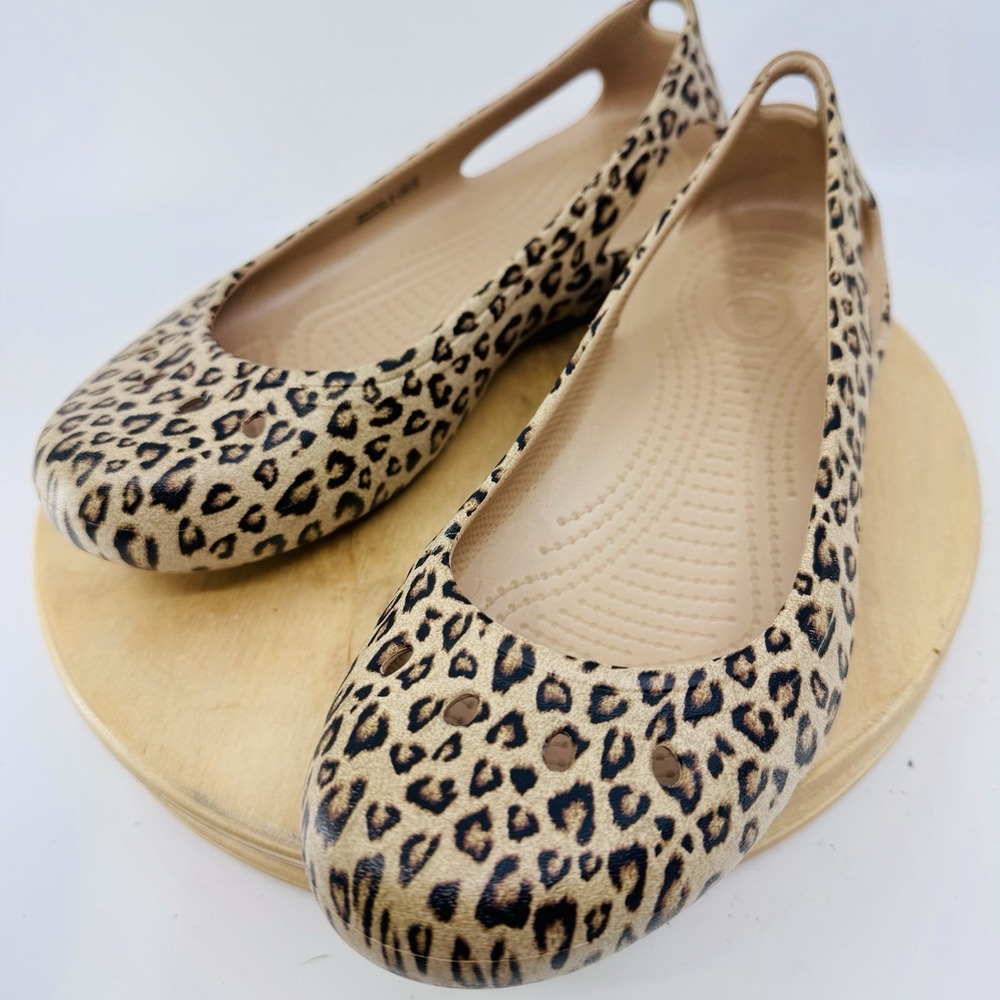 Crocs Kadee II Ballet Flats Womens 8 Leopard Comfort Slip On Shoes